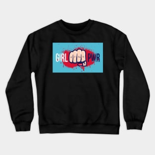 Girl PWR Power Aqua Red Teal VintagSocial Distancing FaceMask for Fierce Strong Women Crewneck Sweatshirt